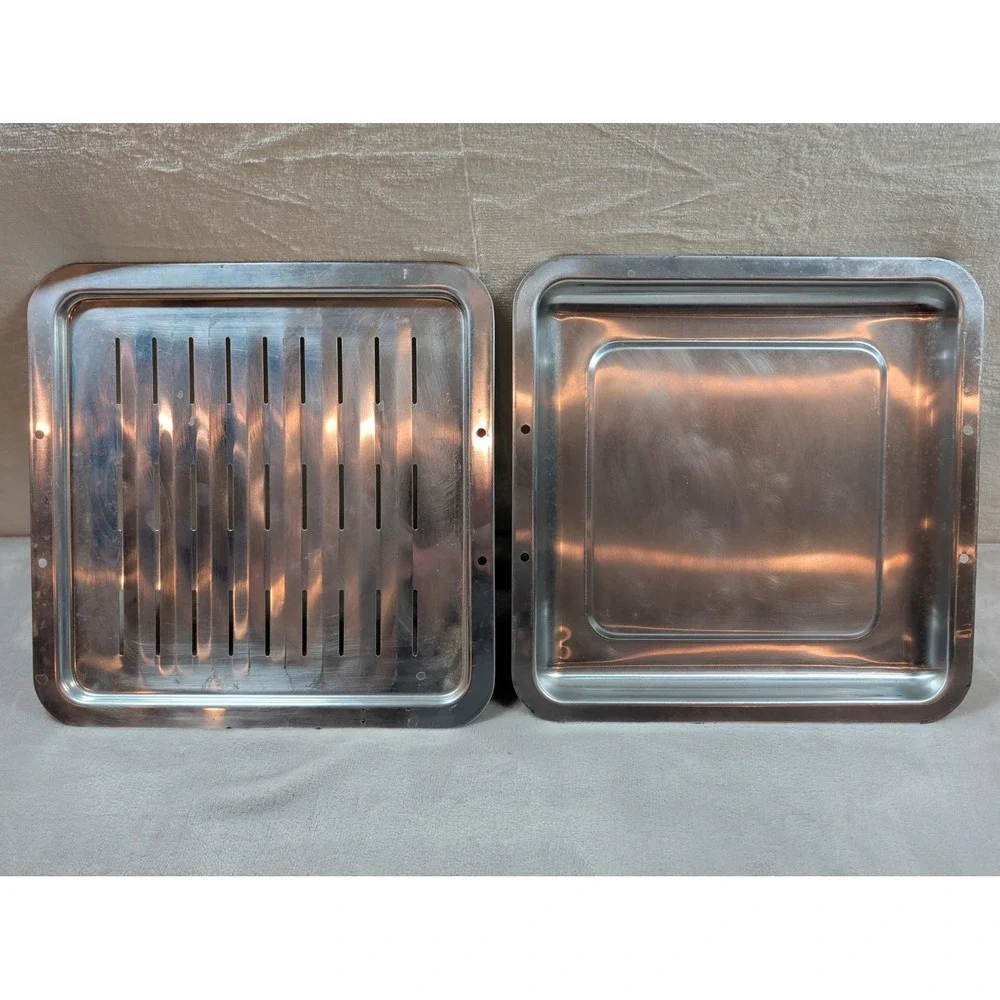 Vintage Square Stainless Steel Steamer Tray‎ Set Slotted and Solid Insert 12.5in